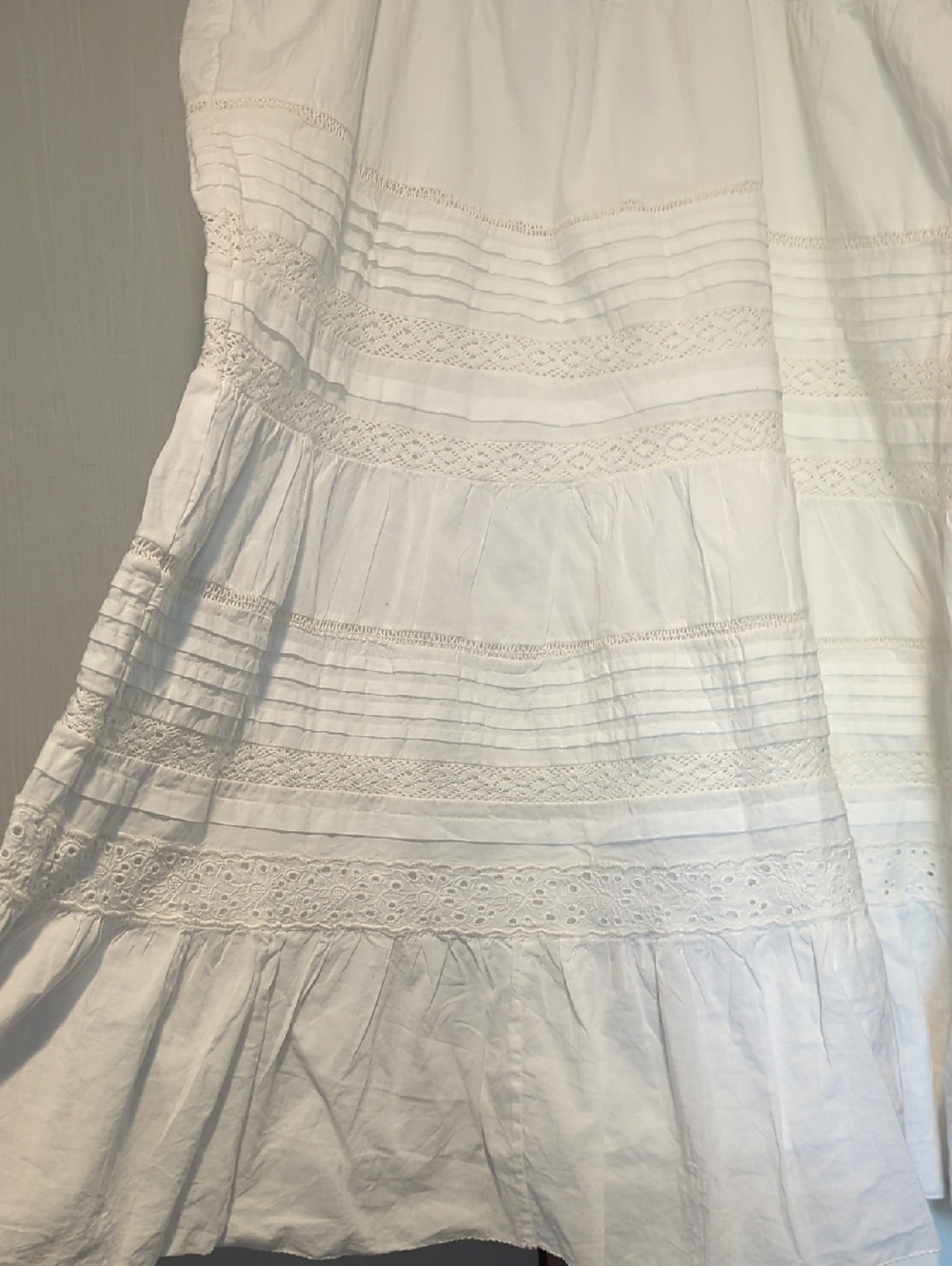 Hatch White Tiered Eyelet Cotton Skirt